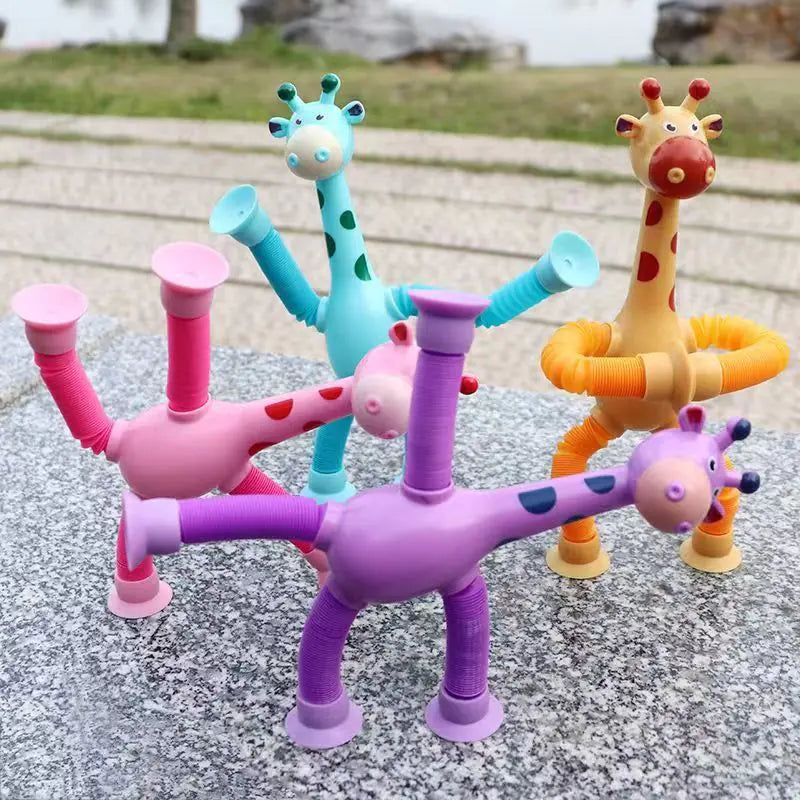 Suction Cup Pop Tubes Giraffe Fidget Stress Relief Toy